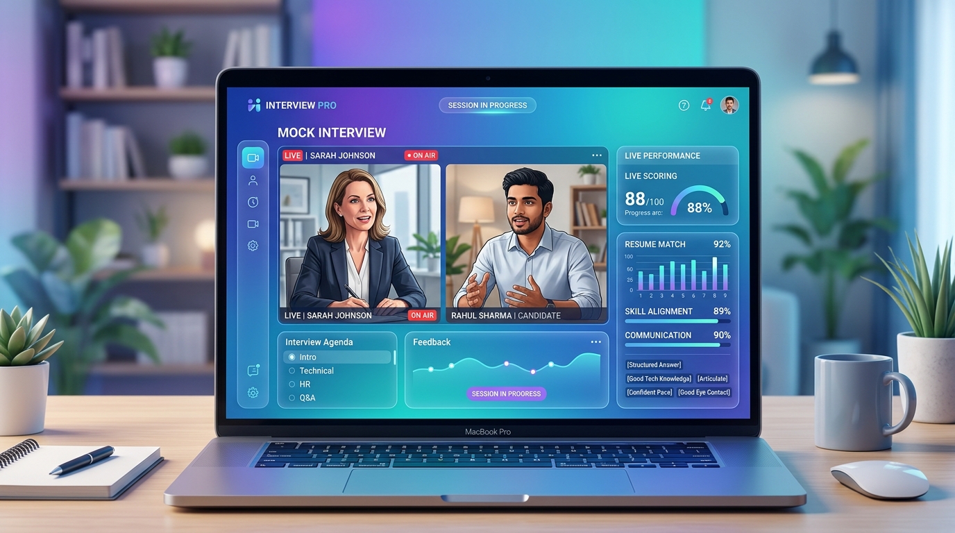 Best Mock Interview Platform India — Live Online Mock Interview Session Dashboard