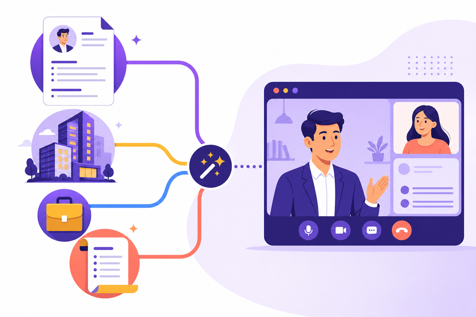 Customized mock interview built from company, role, job description, and resume