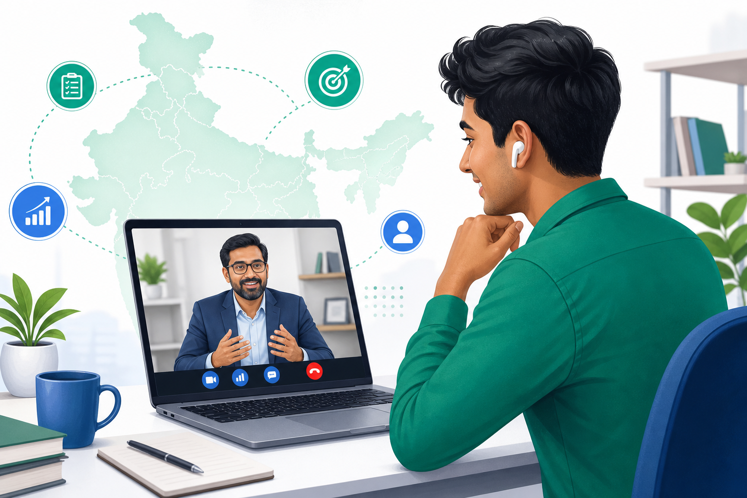 Mock interview India: Indian professional in a live video mock interview with a human mentor on MockitX