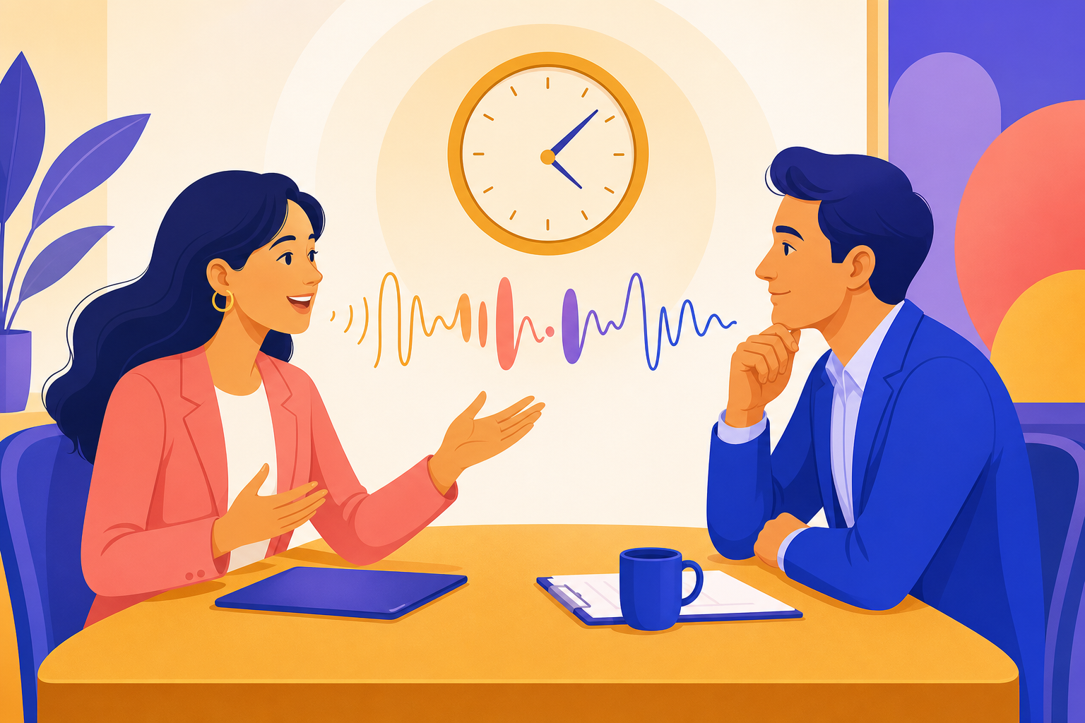 Clear communication and pacing practice during a mock interview on video