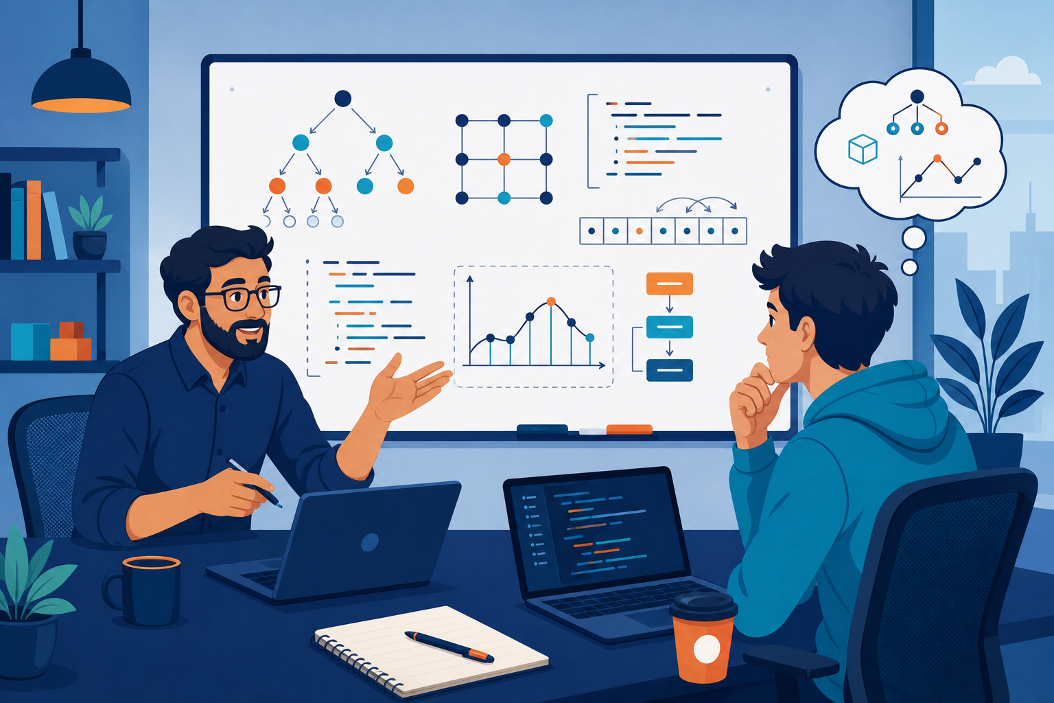 Technical mock interview with layered questions and deeper problem-solving practice